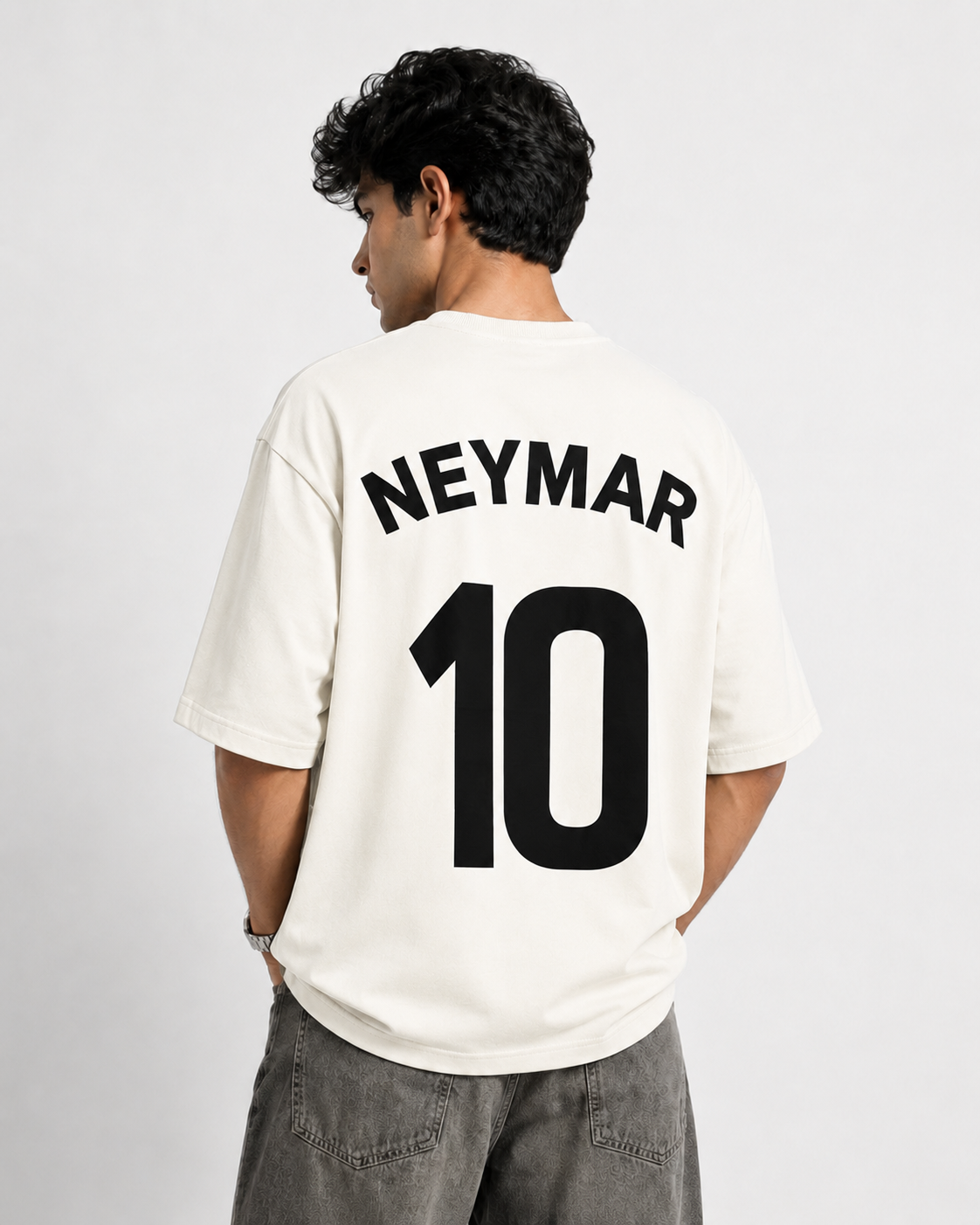 🇧🇷 NEYMAR 10 BRAZIL OVERSIZED T-SHIRT – OFF WHITE EDITION