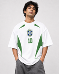 🇧🇷 BRAZIL NO. 10 OVERSIZED FOOTBALL T-SHIRT – WHITE EDITION