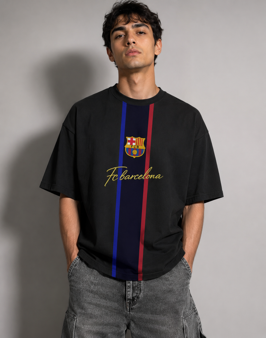 FC BARCELONA OVERSIZED T-SHIRT – BLACK HERITAGE EDITION