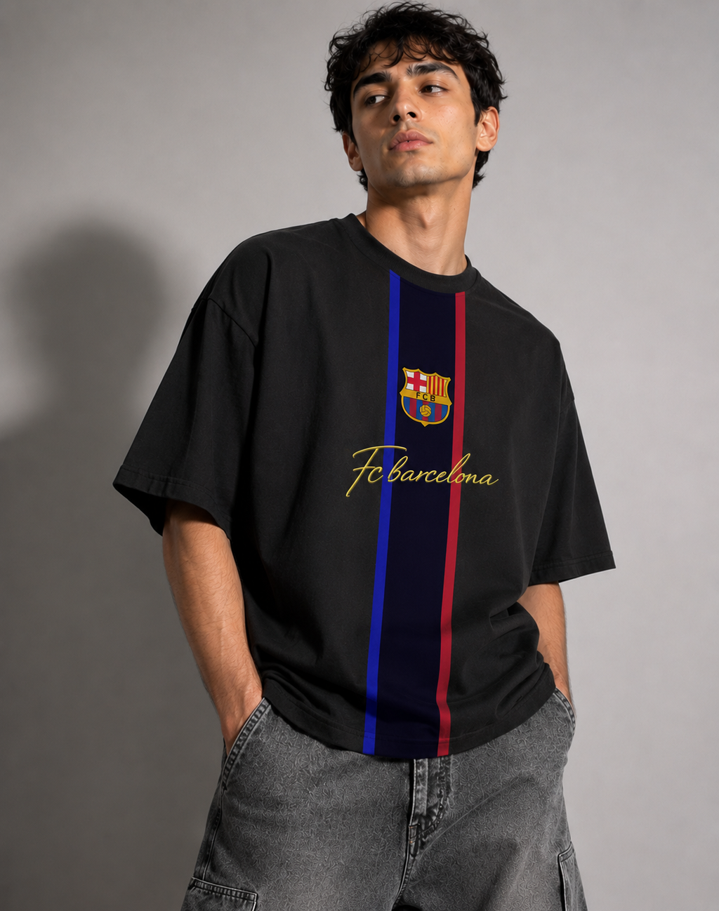 FC BARCELONA OVERSIZED T-SHIRT – BLACK HERITAGE EDITION