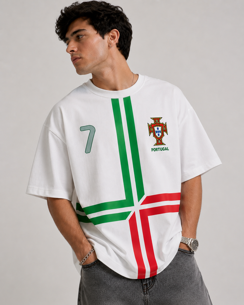 CR7 PORTUGAL OVERSIZED TEE – WHITE