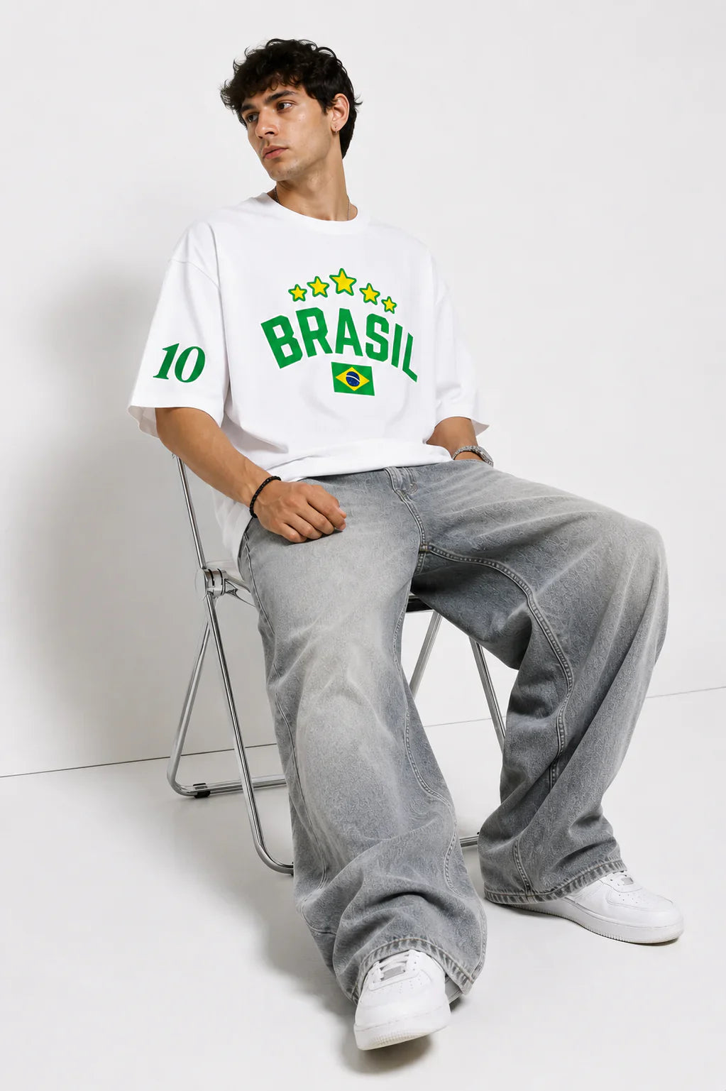🇧🇷 BRASIL NO. 10 OVERSIZED T-SHIRT – WHITE EDITION